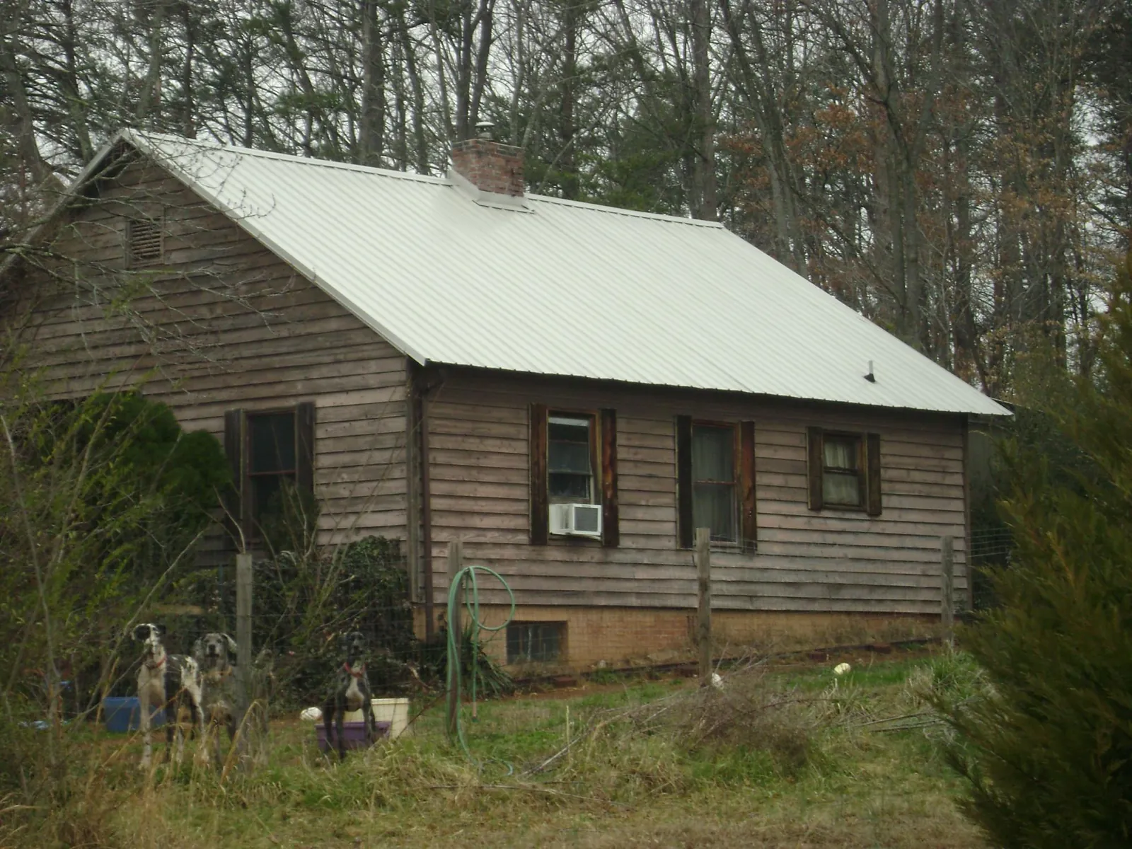 White metal roof on an old wood sided farmhouse, from a Asphalt Shingle Roof Repair job in San Francisco